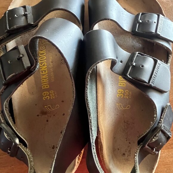 Birkenstock‎ Arizona 39 Black Soft Leather With Heel Strap *Worn See photos - Picture 6 of 11